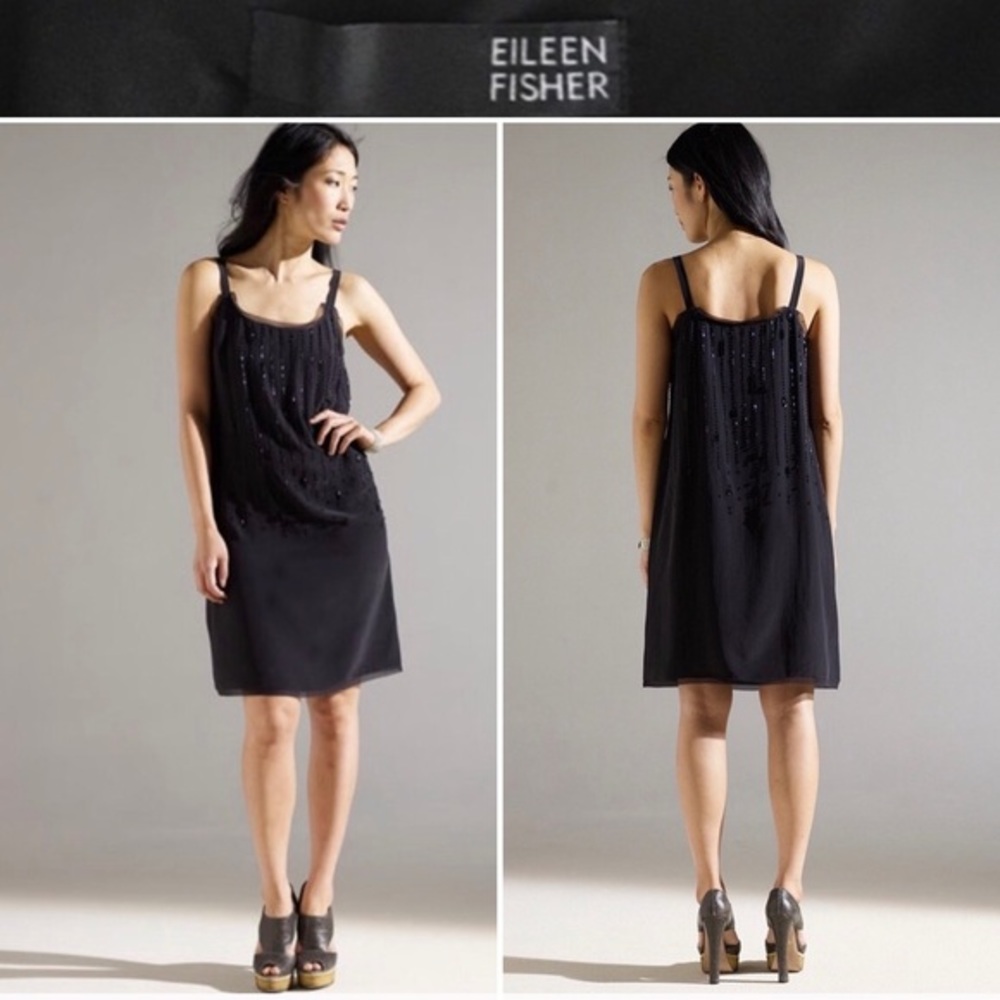 NWT Eileen Fisher Beaded Silk Dress 4